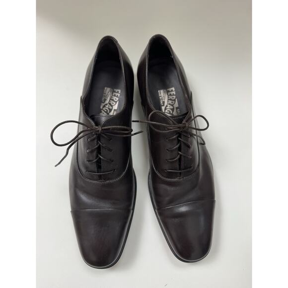 SALVATORE FERRAGAMO Leather Oxford Dress Shoes Size US 8.5 D Dark Brown main image 8